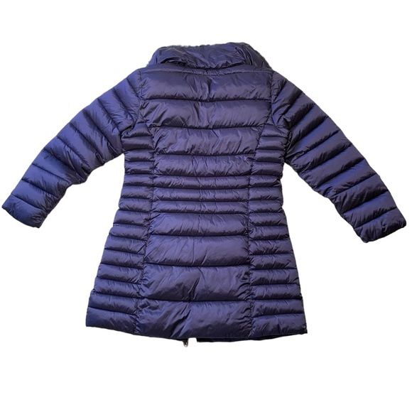 SAVE THE DUCK Down Puffer Teddy Fur Collar Blue Jacket Girls Size 10 - Picture 2 of 9
